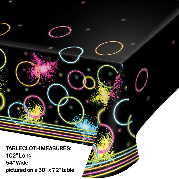 Party Decorations Glow Party Plastic Tablecover All Over Print, 54" X 102"