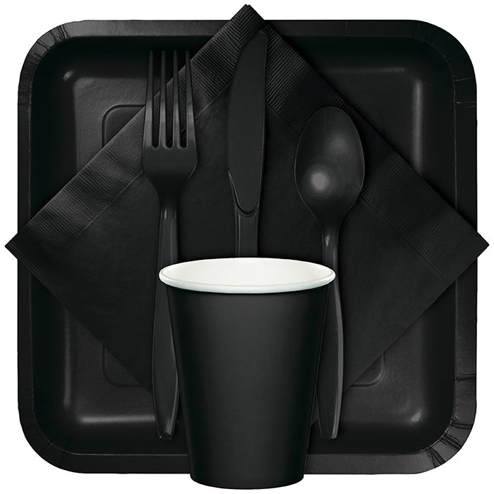 Party Decorations Black Plastic Spoons, 24 ct