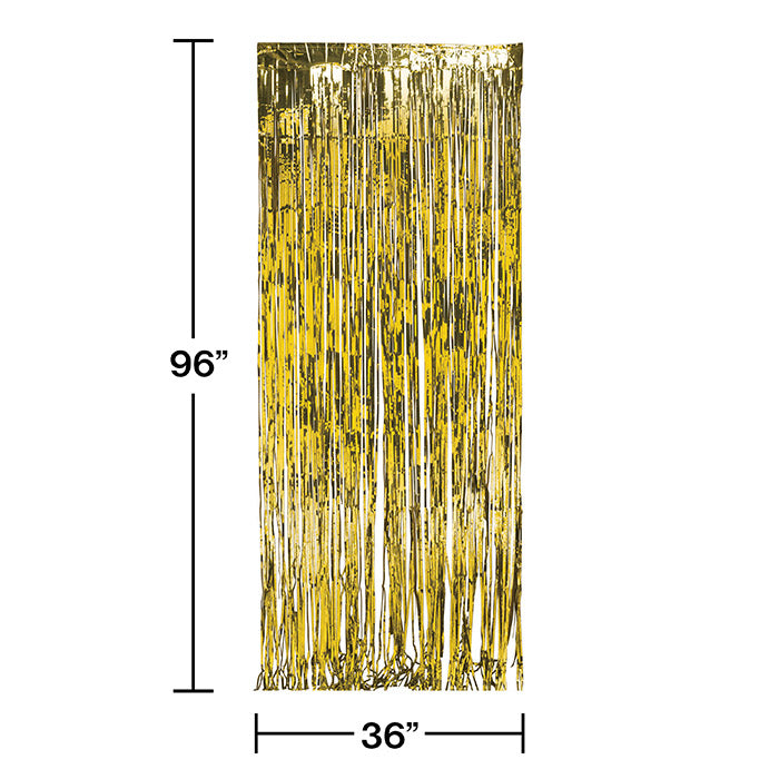 Party Decorations Foil Door Curtain Gold, 8'X3'