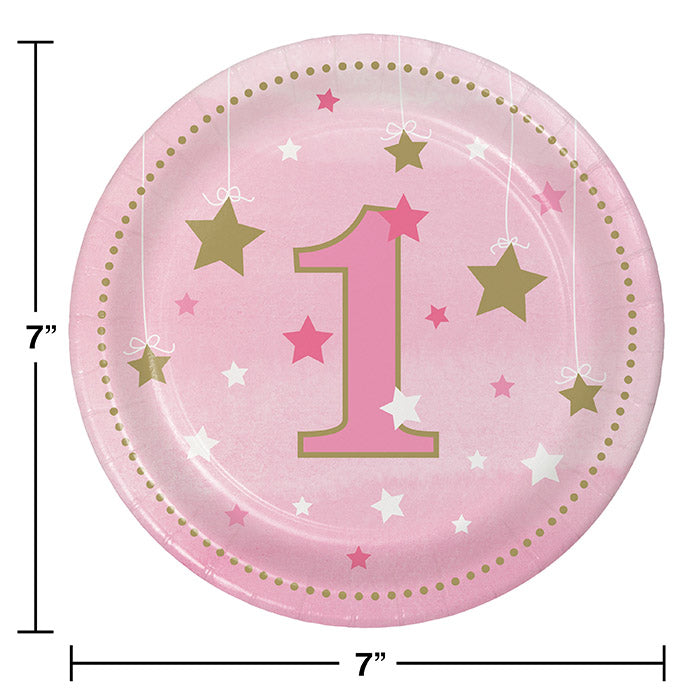 Party Decorations One Little Star Girl 1st Birthday Paper Dessert Plates, 8 ct