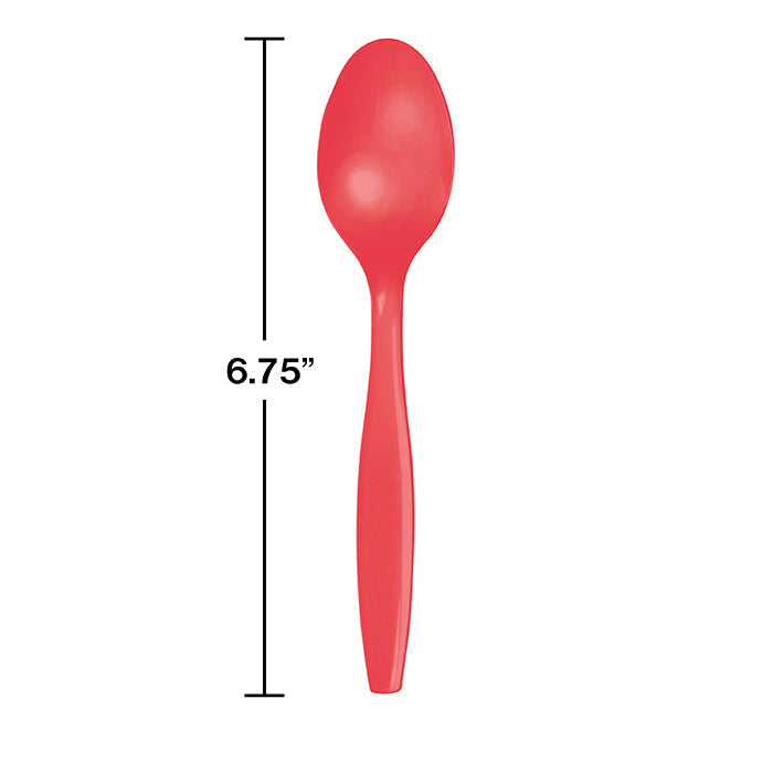 Party Decorations Coral Plastic Spoons, 24 ct