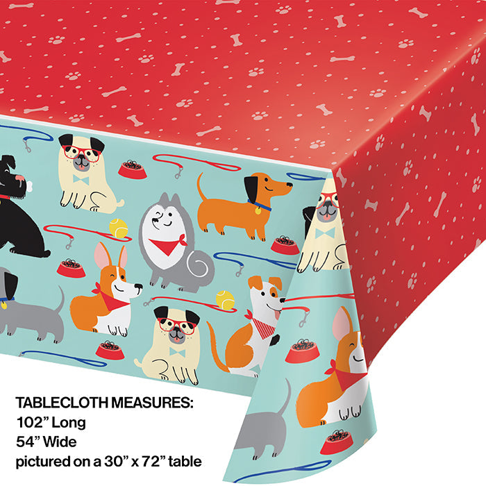 Party Decorations Dog Party Plastic Tablecover All Over Print, 54" X 102"