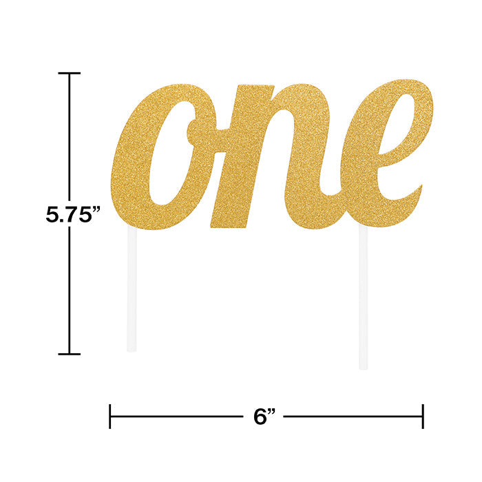 Party Decorations Gold "One" Birthday Cake Topper