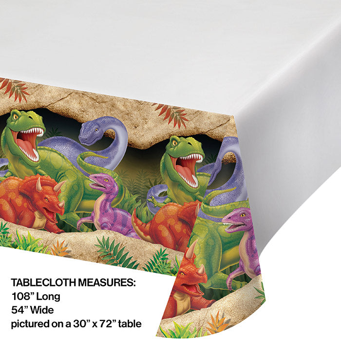 Party Decorations Dino Blast Tablecover Plastic 54" X 108"