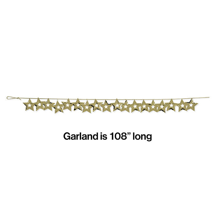 Party Decorations Gold Stars Foil Garland, 9 Ft.