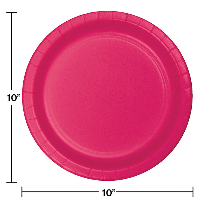 Party Decorations Hot Magenta Pink Paper Banquet Plates, 24 ct