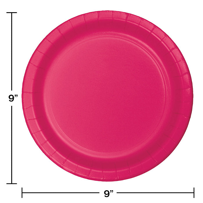 Party Decorations Hot Magenta Pink Paper Plates, 24 ct