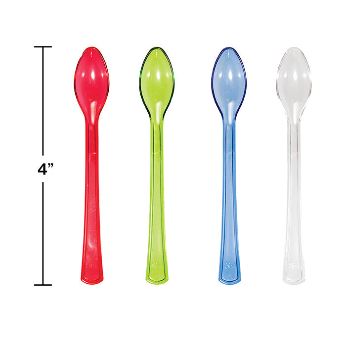 Party Decorations Assorted Color Mini Appetizer Spoons, 24 ct