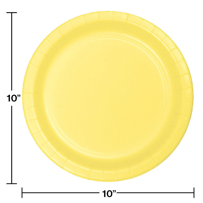 Party Decorations Mimosa Yellow Paper Banquet Plates, 24 ct