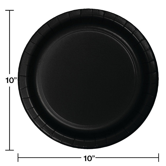 Party Decorations Black Paper Banquet Plates, 24 ct