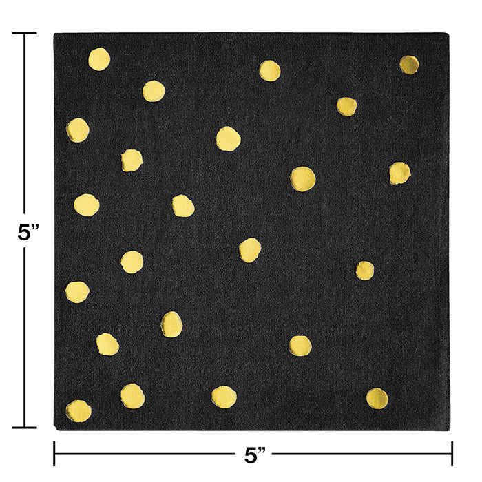 Party Decorations Toc Black Velvet Foil Beverage Napkin, 3Ply Foil Stamped, 16 ct