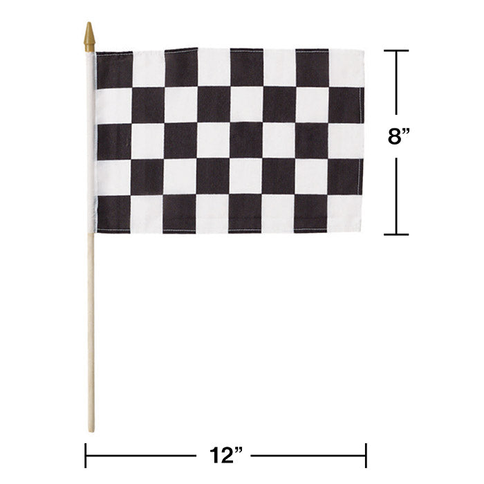 Party Decorations Black And White Check Cloth Racing Flag, 8" X 12"