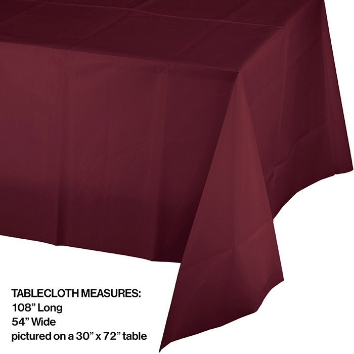 Party Decorations Burgundy Tablecover Plastic 54" X 108"