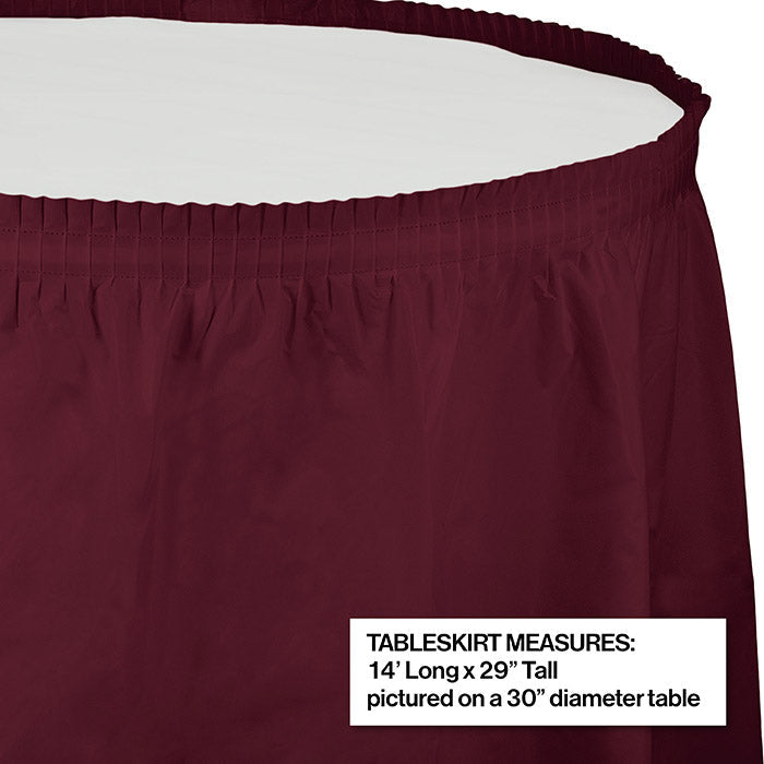 Party Decorations Burgundy Plastic Tableskirt, 14' X 29"