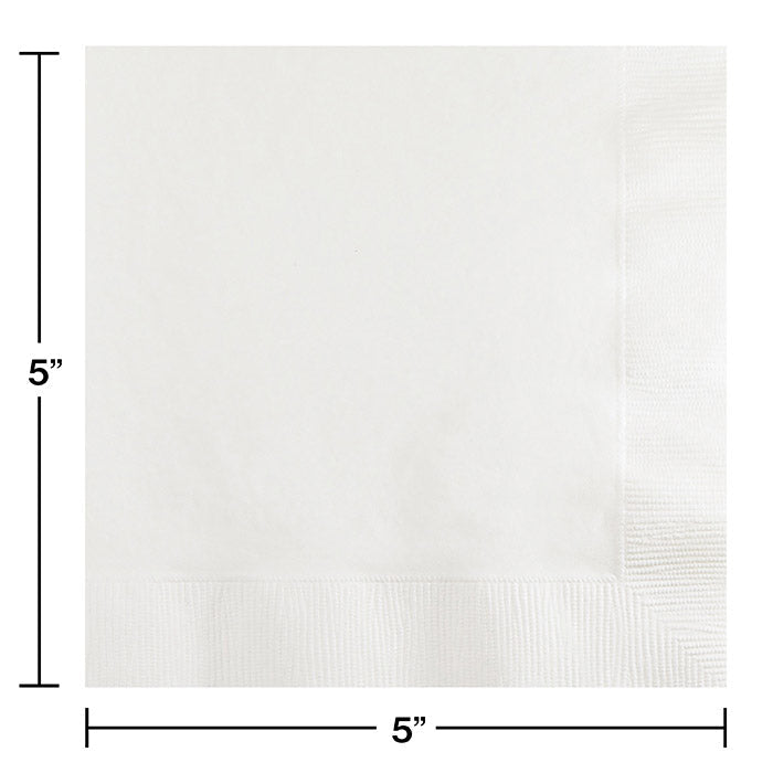 Party Decorations White Beverage Napkin, 3 Ply, 50 ct