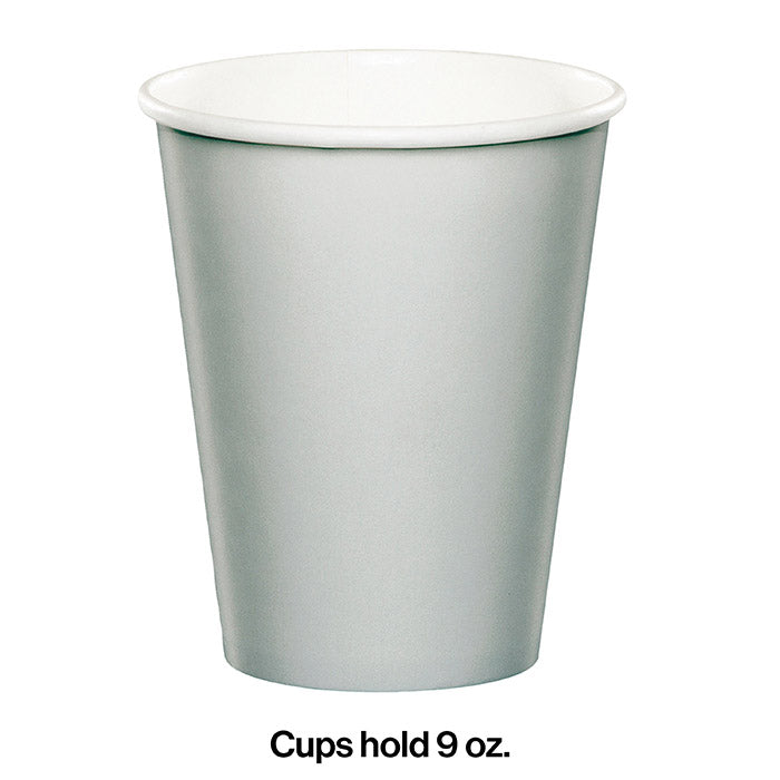 Party Decorations Shimmering Silver Hot/Cold Paper Paper Cups 9 Oz., 24 ct