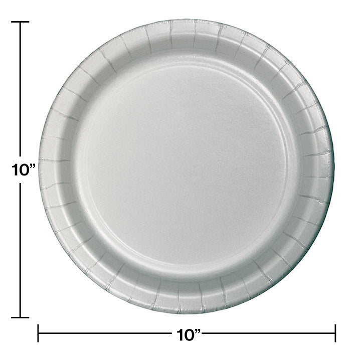 Party Decorations Shimmering Silver Paper Banquet Plates, 24 ct