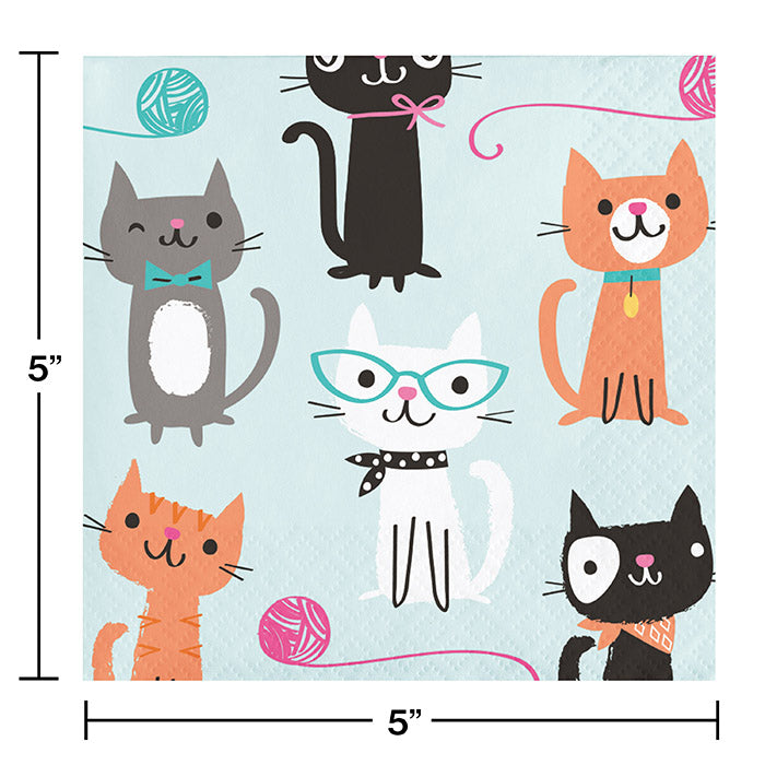 Party Decorations Purr-Fect Cat Party Beverage Napkins (16 ct)