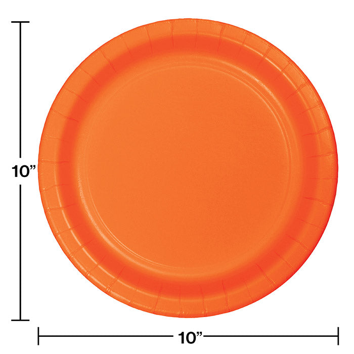 Party Decorations Sunkissed Orange Paper Banquet Plates, 24 ct