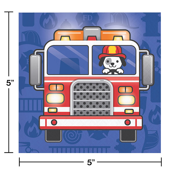 Party Decorations Fire Trucks Beverage Napkins, 16 ct