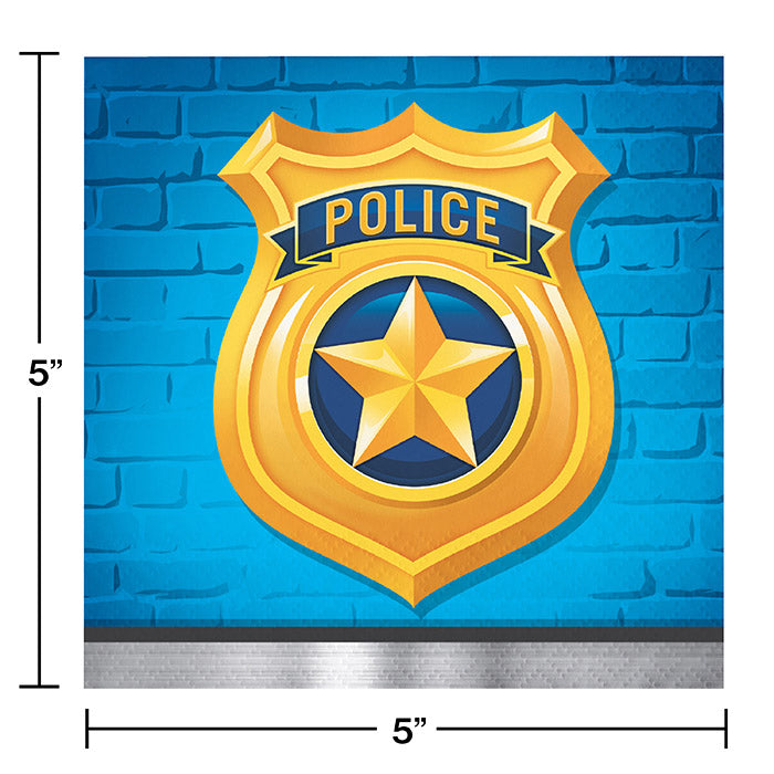 Party Decorations Police Party Beverage Napkins, 16 ct