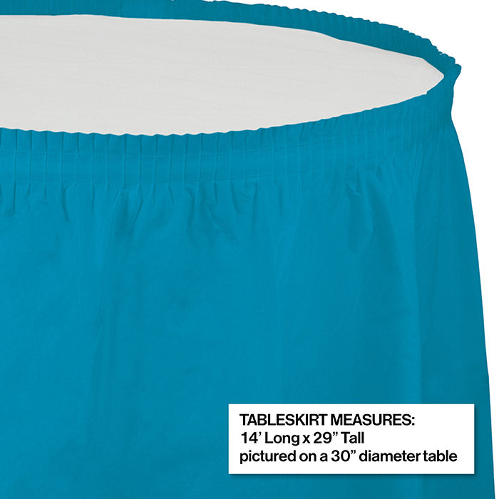 Party Decorations Turquoise Plastic Tableskirt, 14' X 29"