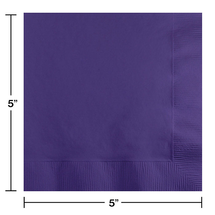 Party Decorations Purple Beverage Napkin, 3 Ply, 50 ct