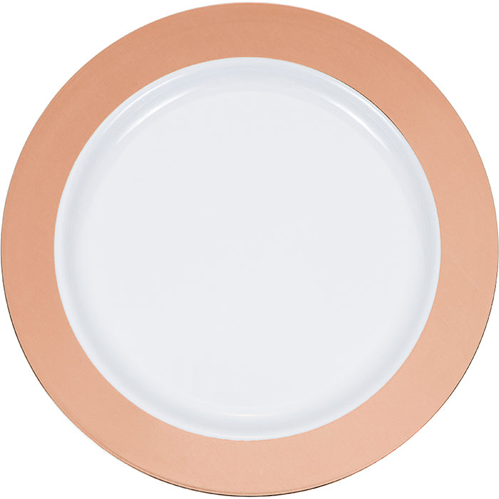 Party Decorations 7.5" Rose Gold Rim Plastic Plate 10ct