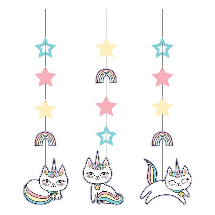 Party Decorations Sassy Caticorn Hanging Cutouts 3ct