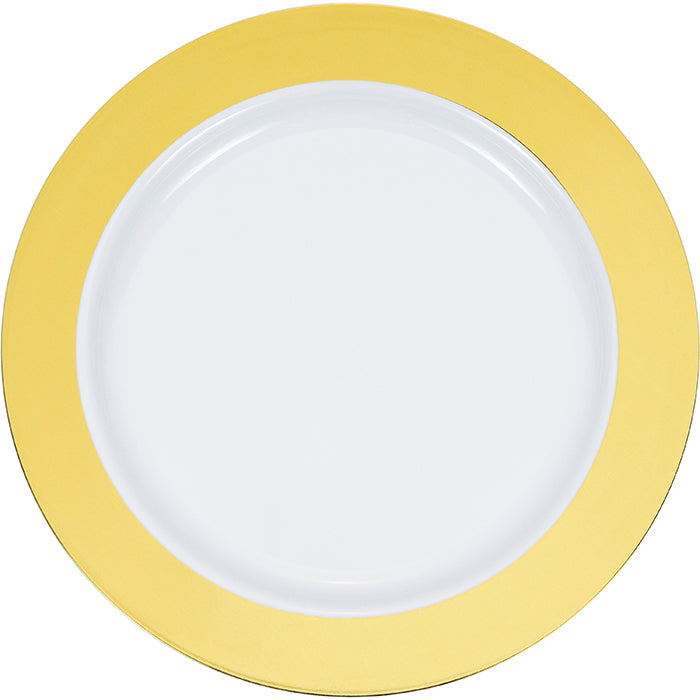 Party Decorations 9" Gold Rim Plastic Plate 10ct