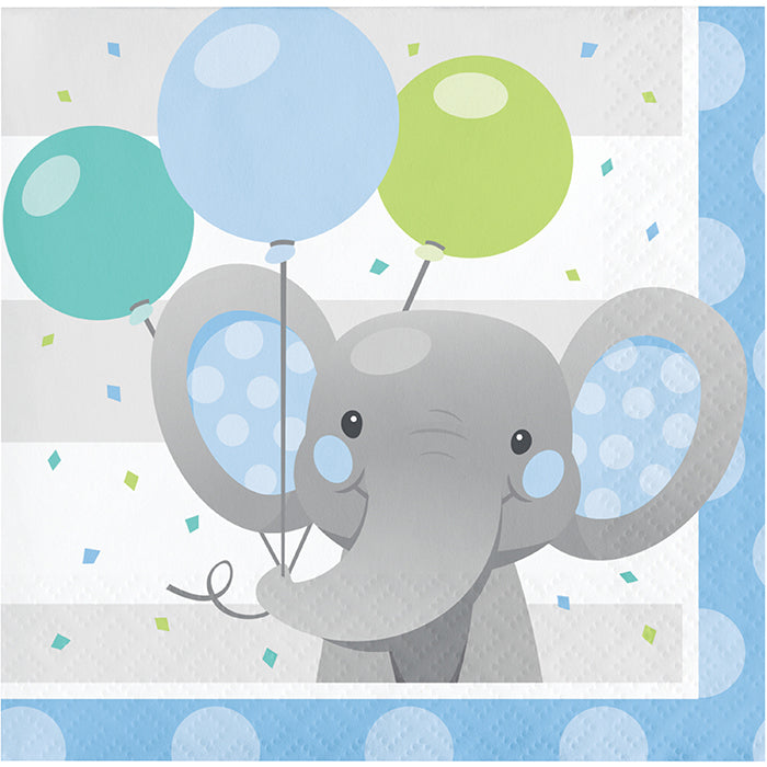 Party Decorations Enchanting Elephants Boy Beverage Napkins 16ct