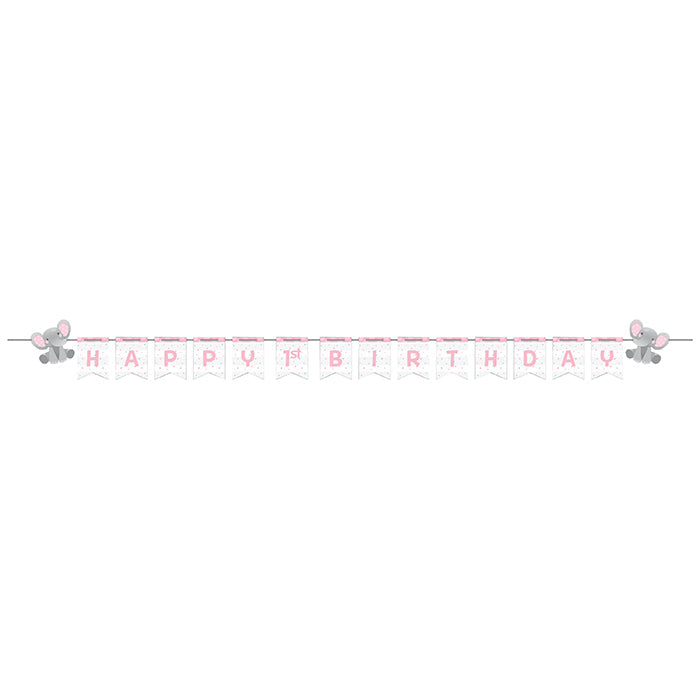 Party Decorations Enchanting Elephants Girl Shaped Banner With Ribbon & Stickers, Diy