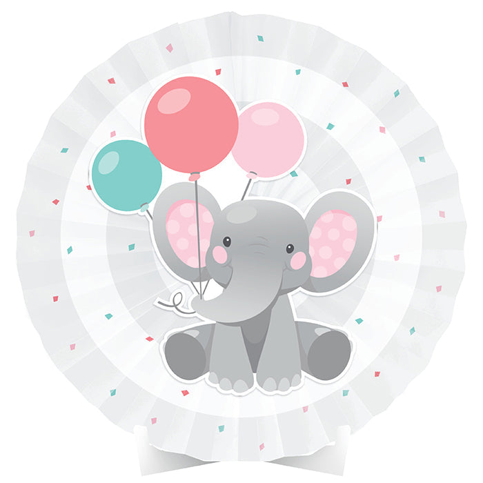 Party Decorations Enchanting Elephants Girl Centerpiece Paper Fan W/ Cutout