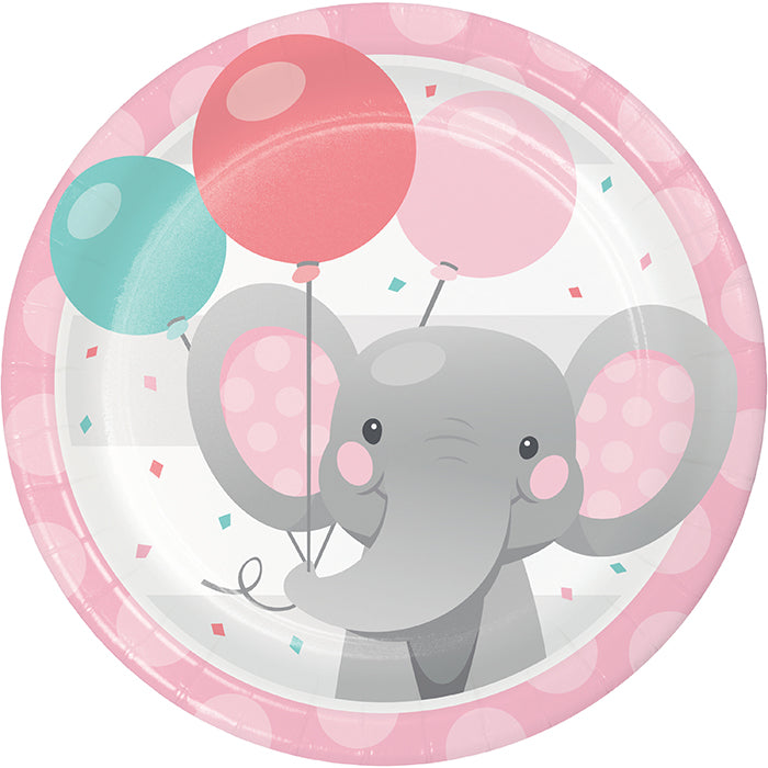 Party Decorations Enchanting Elephants Girl Dessert Plate 8ct