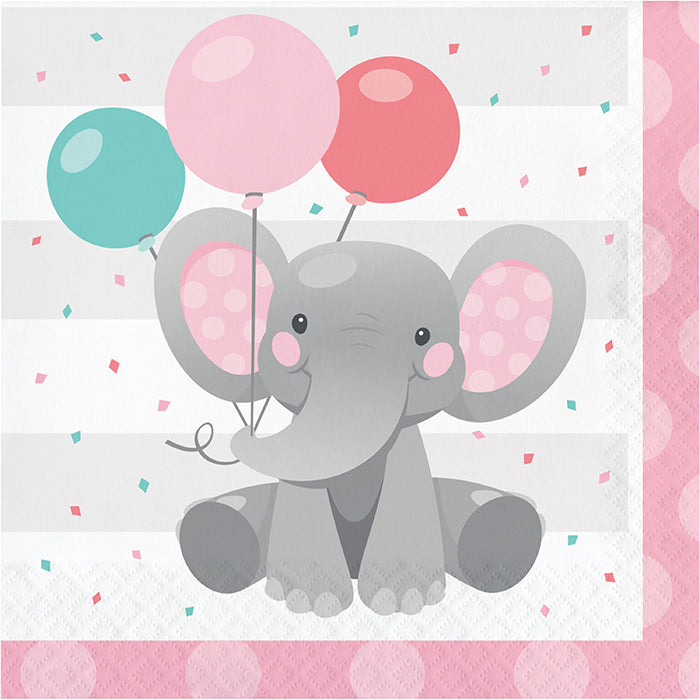 Party Decorations Enchanting Elephants Girl Luncheon Napkin 16ct