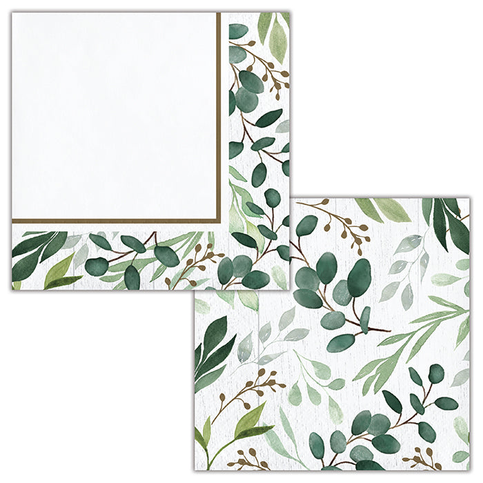 Party Decorations Eucalyptus Greens Beverage Napkins 16ct