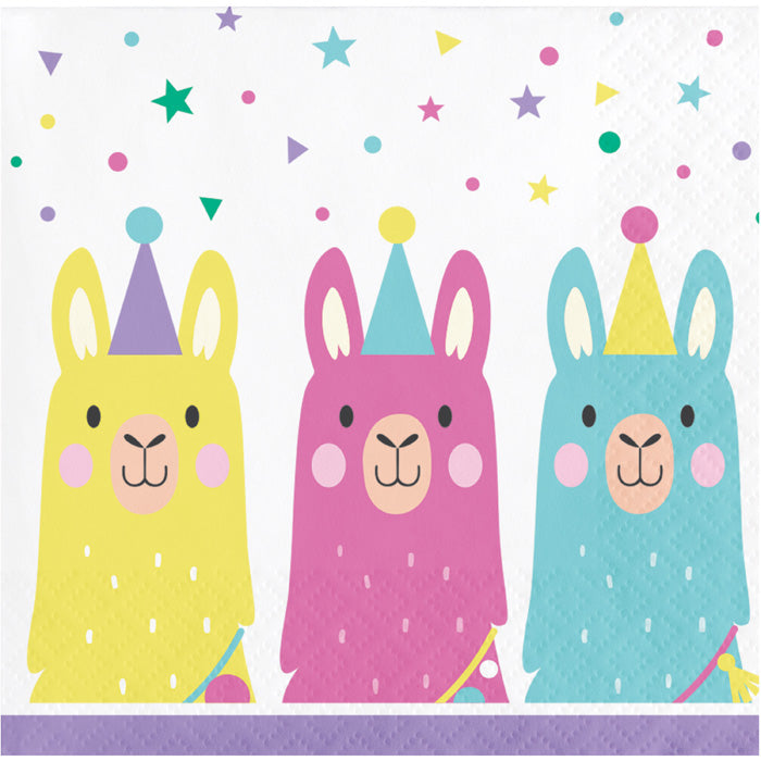 Party Decorations Llama Party Beverage Napkins, 16 ct