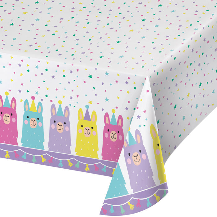 Party Decorations Llama Party Plastic Tablecover All Over Print, 54" X 102"