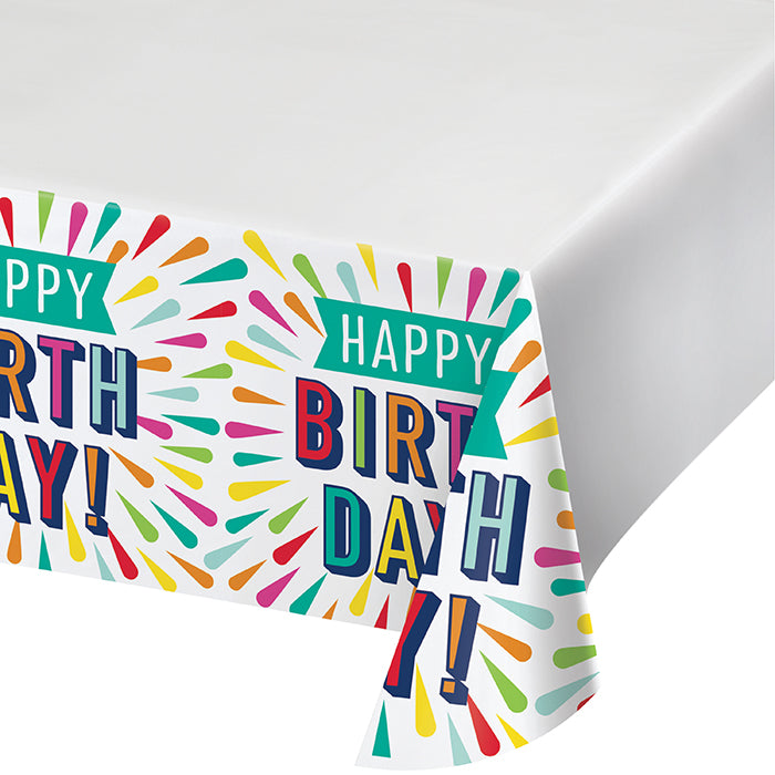 Party Decorations Birthday Burst Paper Tablecover Border Print 54" X 102"