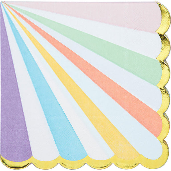 Party Decorations Pastel Celebrations Luncheon Napkin, Scallop Shaped, Foil 16ct