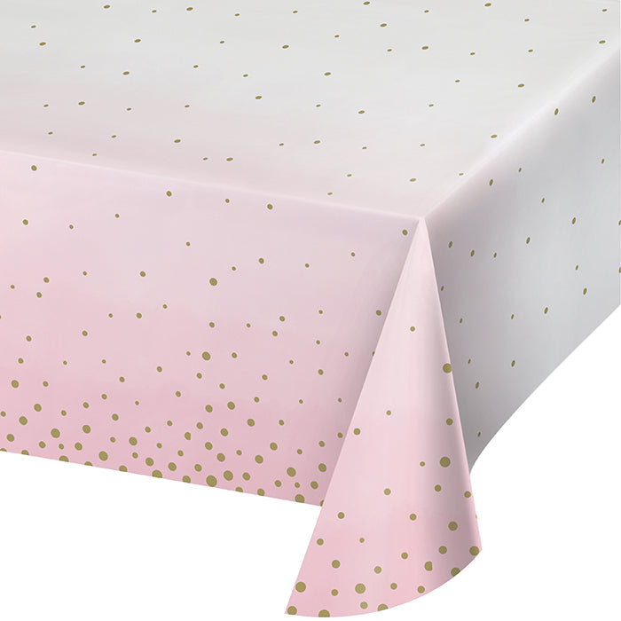 Party Decorations Pink Gold Celebration Paper Tablecover 54" X 102"