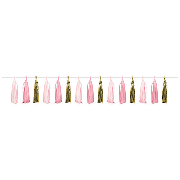 Party Decorations Pink Gold Celebration Tassel Garland, Pink/Gold