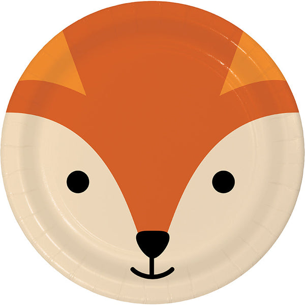 Party Decorations Animal Faces Paper Dessert Plate, Fox 8ct