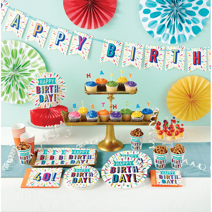 Party Decorations Birthday Burst Paper Tablecover Border Print 54" X 102"