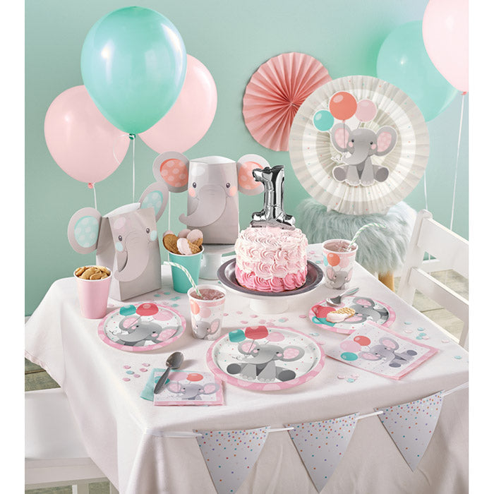 Party Decorations Enchanting Elephants Girl Shaped Banner With Ribbon & Stickers, Diy