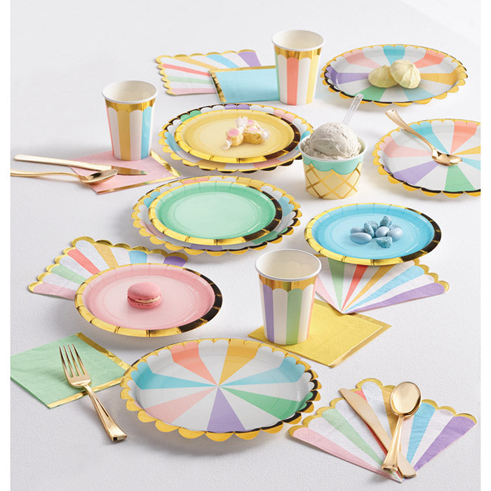 Party Decorations Pastel Celebrations Dinner Plate, Scallop Shaped, Foil 8ct