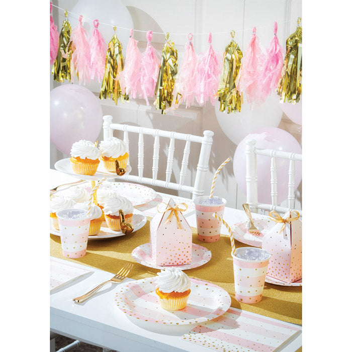 Party Decorations Pink Gold Celebration Paper Paper Hot/Cold Cups 9Oz. 8ct