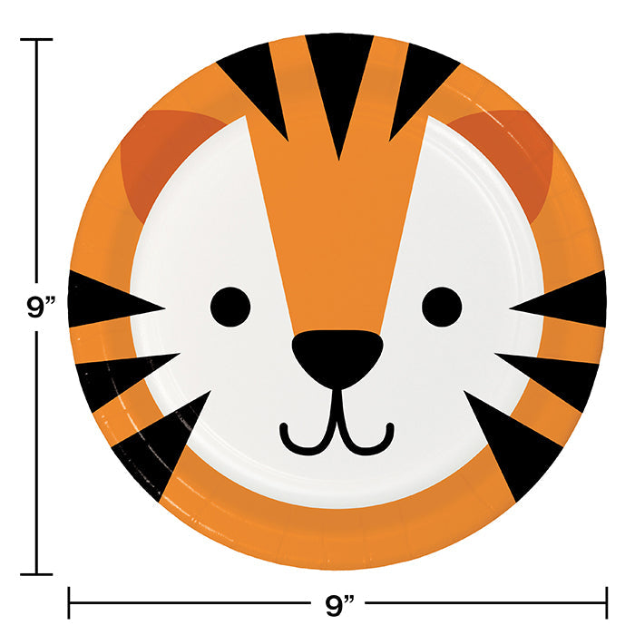 Party Decorations Animal Faces Dinner Plate, Tiger 8ct