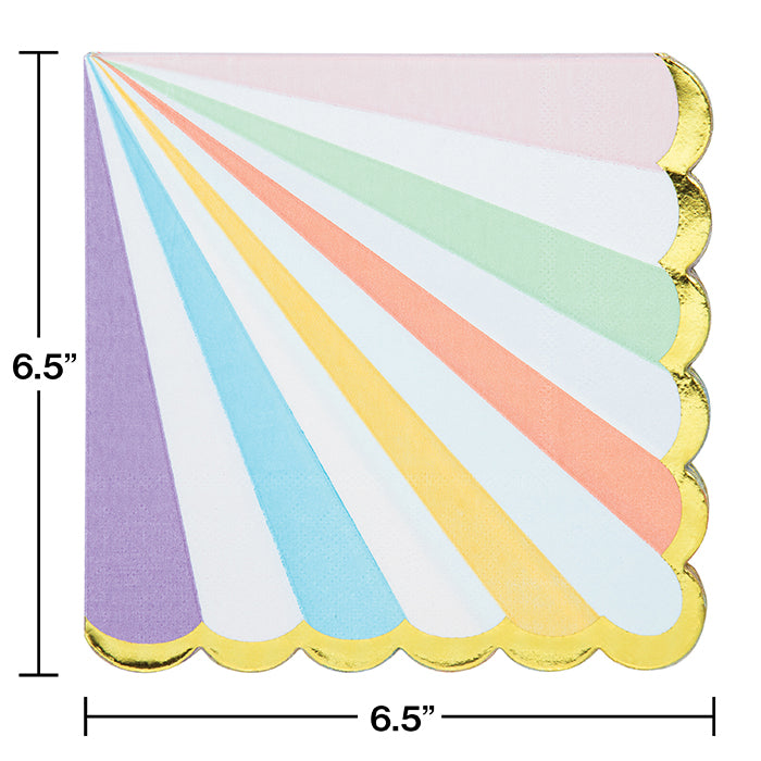 Party Decorations Pastel Celebrations Luncheon Napkin, Scallop Shaped, Foil 16ct