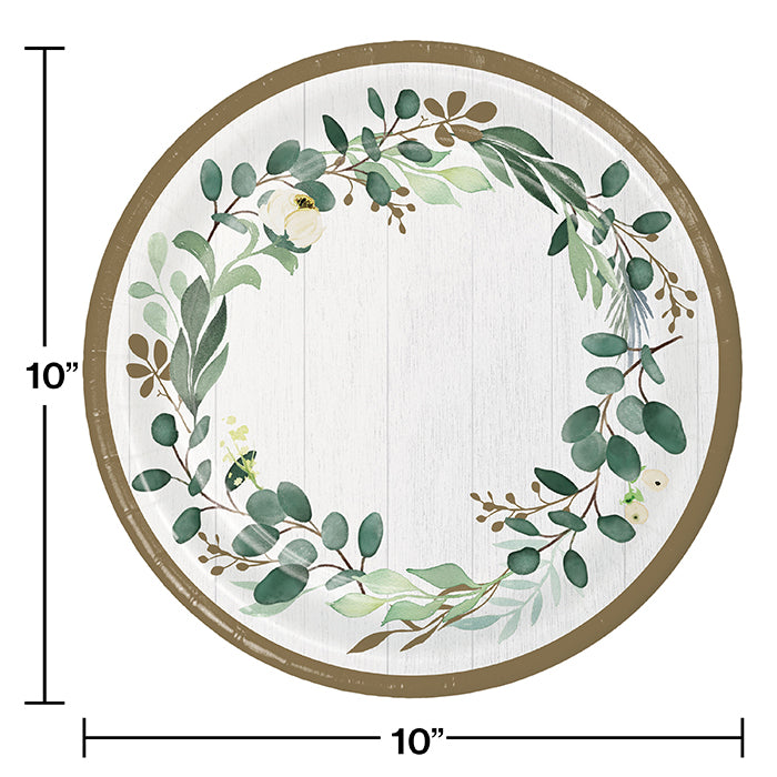 Party Decorations Eucalyptus Greens Paper Banquet Plates 8 Count